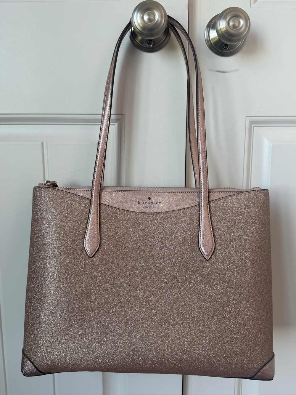 kate spade Metallic Rose Tote with Glitter Finish